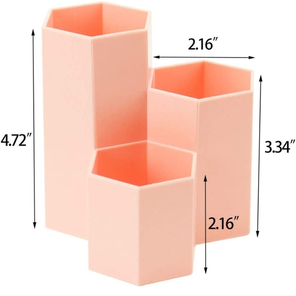 Weiai Makeup Brush Holder Organizer, 3 Slots Peach Pink Cosmetic Brushes Storage - Picture 4 of 8